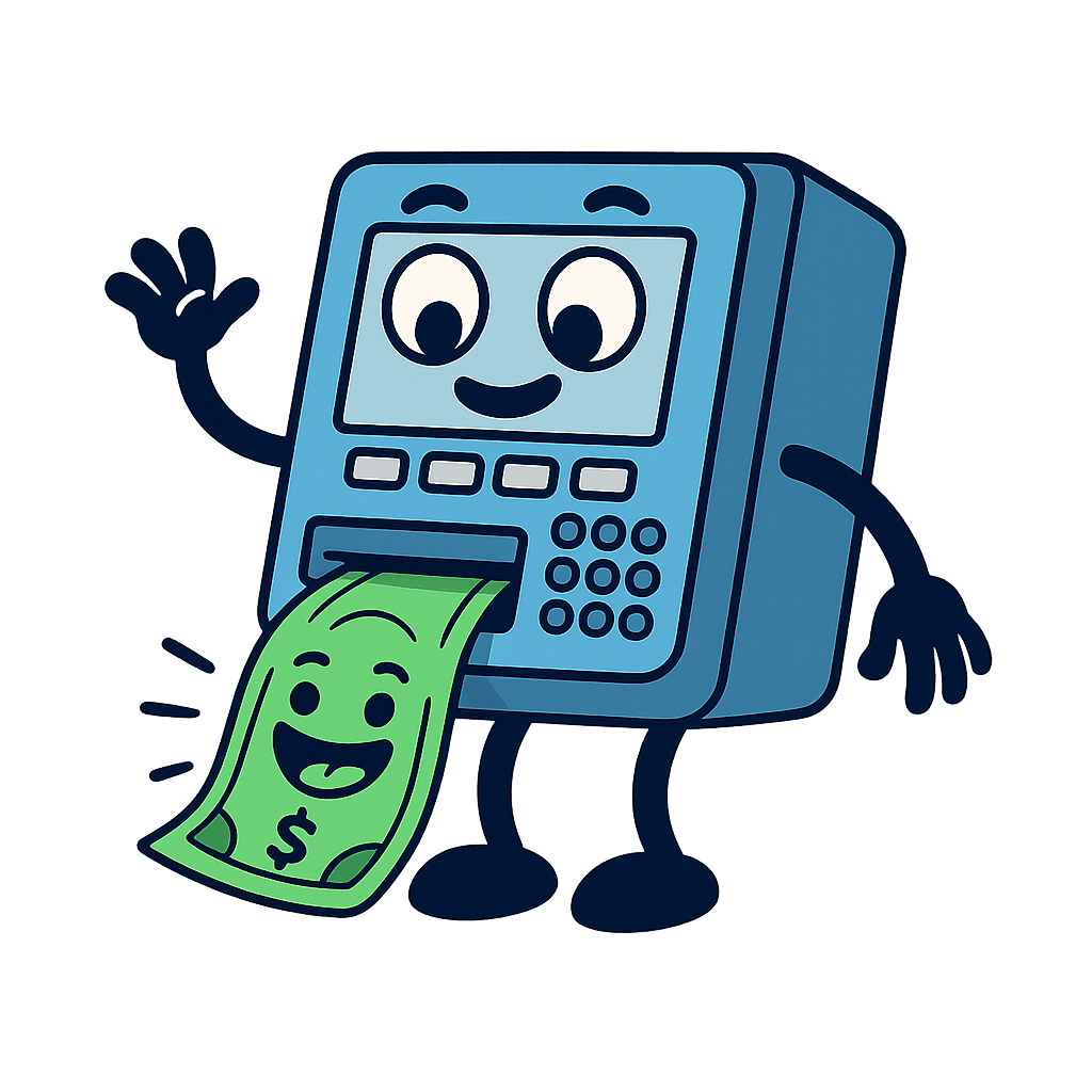 Playful illustration of a vintage money printer churning out cash to symbolize accelerated savings